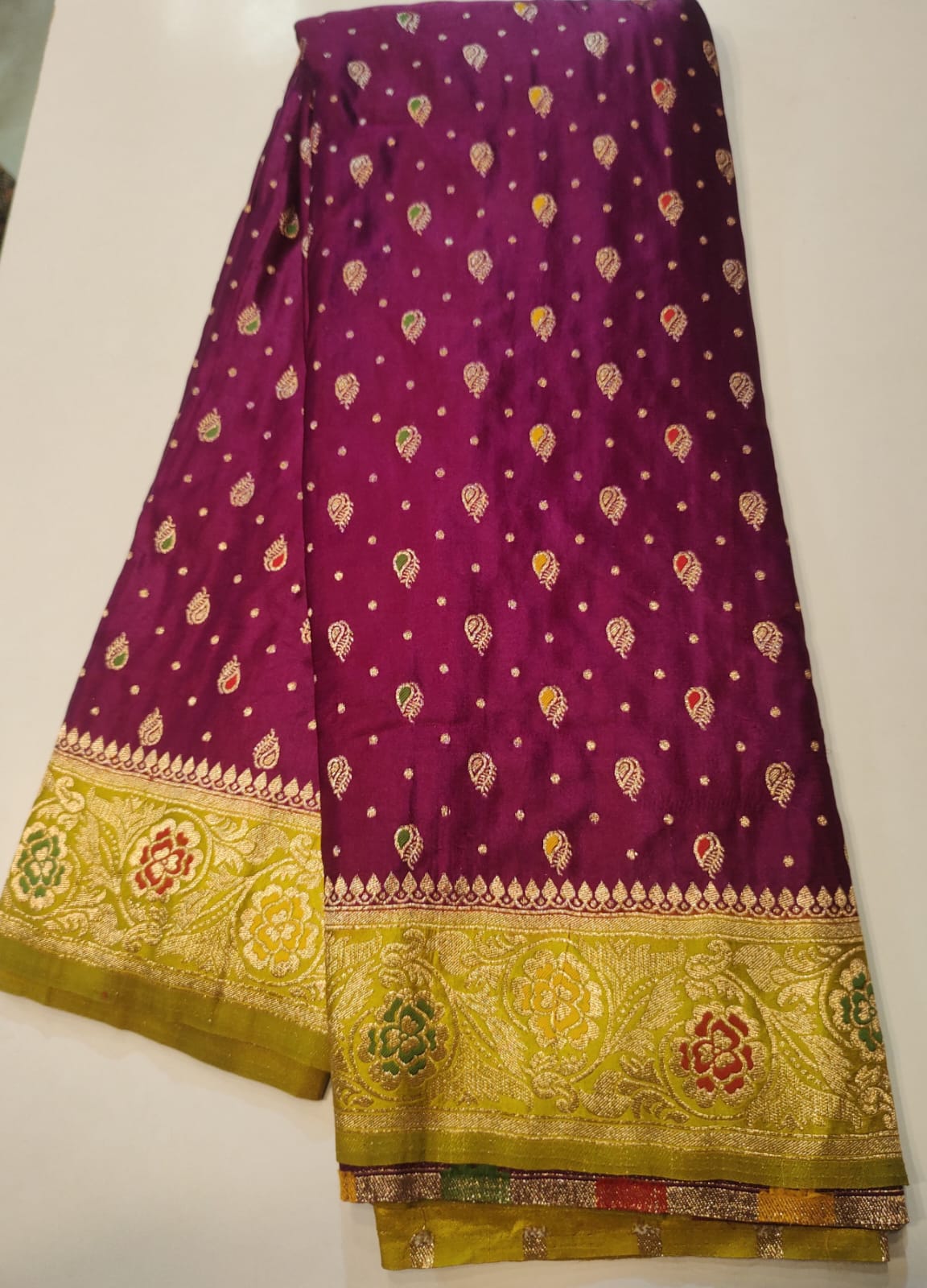 MAGENTA mashru benarasi silk saree mashru benarasi silk saree