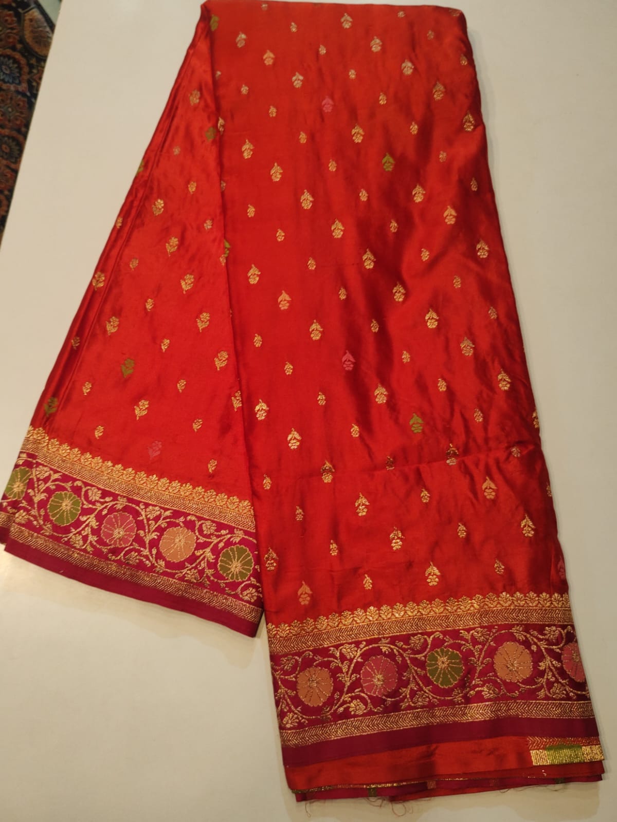RED mashru benarasi silk saree mashru benarasi silk saree